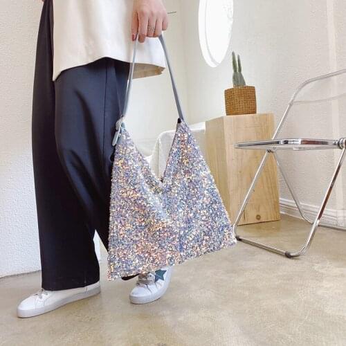 Fashion Luxury Sequins Bag for Women 2021 New Summer Shoulder Bags Designer Female Large Capacity Purse Totes Travel Handbags