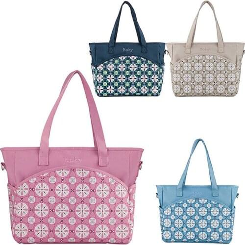 Fashion Nappy Handbags Diaper Bag Floral Messenger Bag Nappy Tote Mother Travel Convenient baby care Hanging Stroller Play Mats