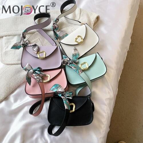 Fashion Women Purse PU Solid Color Silk Scarf Small Flap Shoulder Underarm Summer Shoulder Bag for Women Wallet