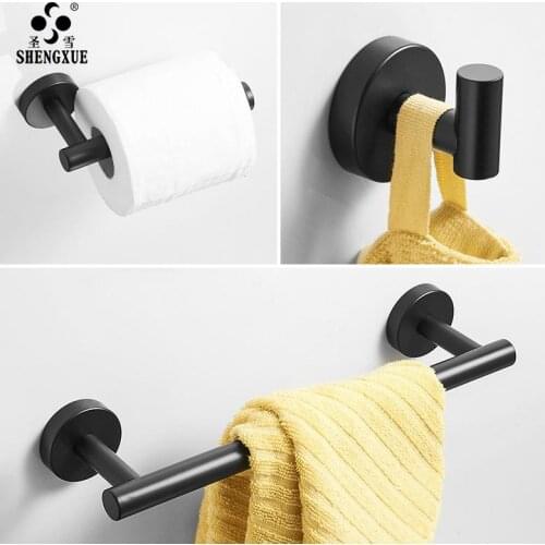 Black Stainless Steel Wall-mounted Towel Toilet Paper Hanger Wall Hook Bathroom Kitchen Shower WC Gluing Hardware Accessories
