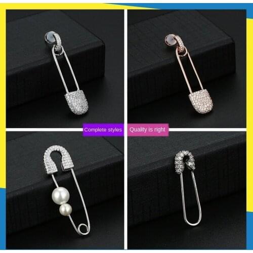 2020 new inlaid pearl earrings single pin shape personalized design simple and wild ladies brand jewelry kpop Exquisite shine