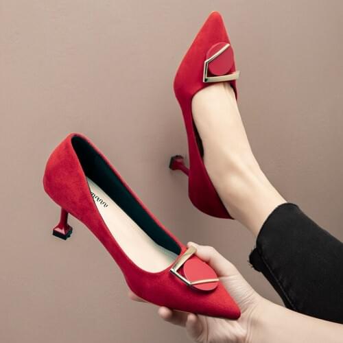 2020 New Spring And Autumn Ladies High Heels Matte Wild Comfortable Fashion Metal Decoration Mature Classic Womens Shoes W27-21