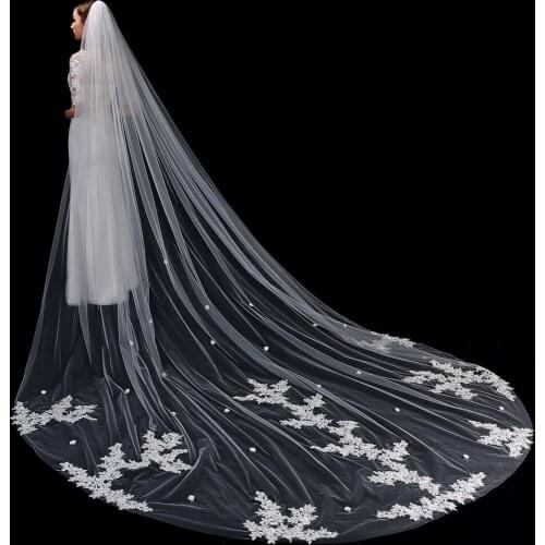 2020 Mariage 3.5 One Layer Lace Ivory Cathedral Wedding Veil Long Bridal Veil superior quality Wedding Accessories voile mariage