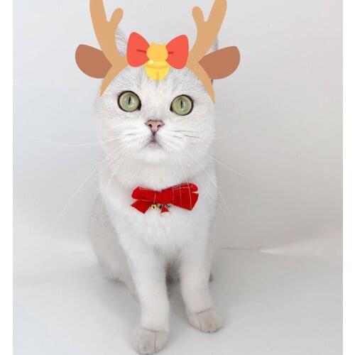 Adjustable Safety Buckle Christmas Gold Red Velvet Bow Tie With Bell Cat Dog Pet Collar