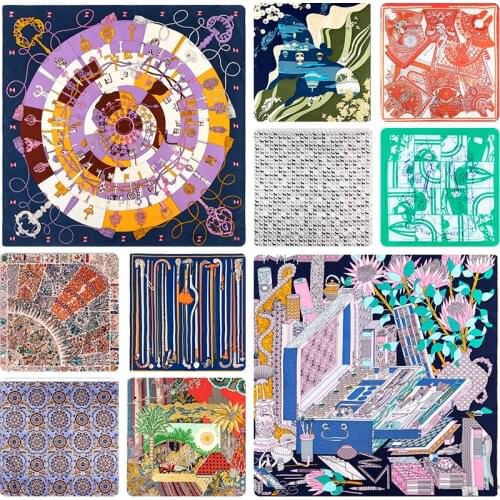 90cm Twill Silk Scarf Square Silk Twill Scarf Hand Rolled 100 % Silk Scarf Designer Head Scarfs For Women Foulard 90x90 letter