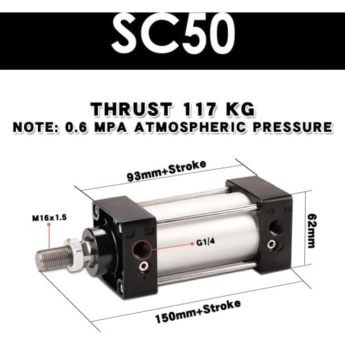 SC50 standard cylinder long stroke compression air compressor with pull rod sc50-x25x50x75x150x250x300s with magnetic SC50X150S