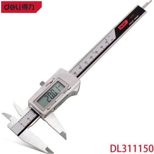 Deli Zinc AlloyDigital Caliper 0-150mm Multiple Purposes, Accurate Measurement Stainless Steel External Diameter Measurement