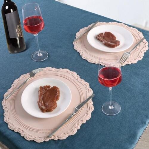 Silicone Place Mat Round Lace Shape Pad Korean Dining Silicone Insulation Pad Photo Frame Decoration Table Wedding Coasters