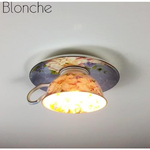 Modern Led Ceiling Light Nordic Lamps for Living Room Ceramics Cup Lighting Flush Mount Ceiling Lights Kitchen Chinese Fixtures
