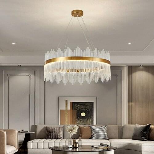 Light luxury chandelier post-modern crystal lamp Nordic minimalist living room lamp dining room chandelier bedroom lamp LED lamp