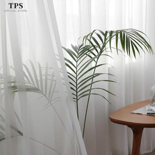 TPS White Sheer Curtains for Living Room Solid Tulle Curtain Bedroom Window Treatment Finished Voile Panel Drape Home Decoration
