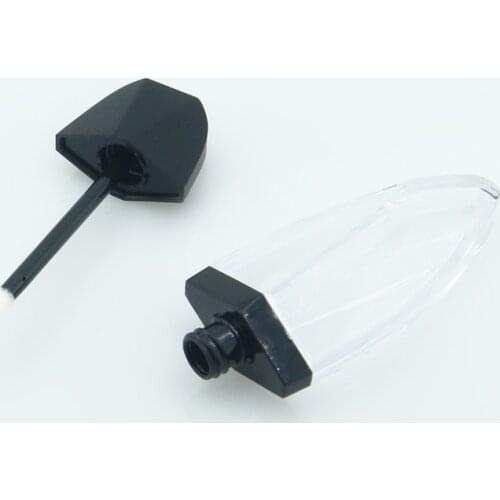 Unique 7ML Lip Gloss Tubes Packaging Matte Black Rhombus Empty Lipgloss Wand Tubes Cosmetic Clear Lip Gloss Containers 10/30pcs