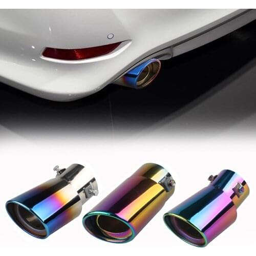 Universal Car Exhaust Muffler Tip Round Stainless Steel Pipe Chrome Muffler Exhaust Pipe Silver Car Accessories