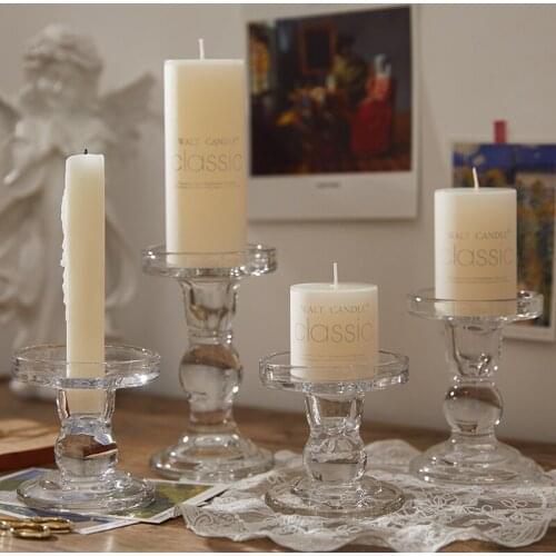 Vintage Glass Candle Holder Gift Centerpiece Small Nordic Candle Holder Living Room Bougeoir En Verre House Decoration DL60ZT