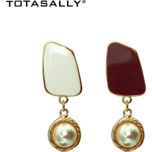 TOTASALLY Baroque dangle Earrings Fashion Imitation Pearl enamel drop Earrings Womens Stylish gift Jewelry Accessories