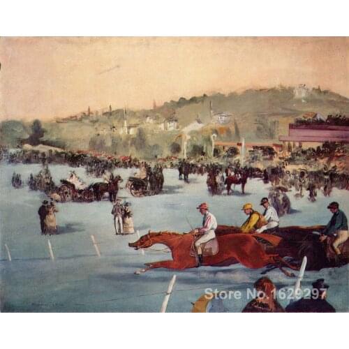 Art Painting by Edouard Manet The Races in the Bois de Boulogne High Quality Hand painted