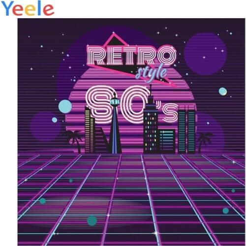Yeele 80s Style Retro Disco Design Neon Vector Photography Backdrops Personalized Photographic Backgrounds For Photo Studio