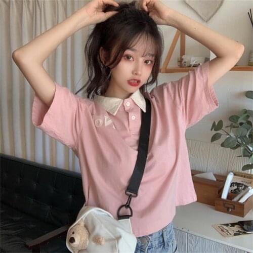 Womens T-shirts Tops Japanese Kawaii Ladies Ulzzang Casual Loose Letter Print Tshirt Female Korean Harajuku Clothes For Women