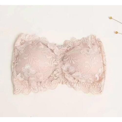 Yasemeen Sexy Lace Strappless Girls Brassiere Breathable Lace Push Up Wrapped Bras for Women Padded Full Cup Minimizer Underwear