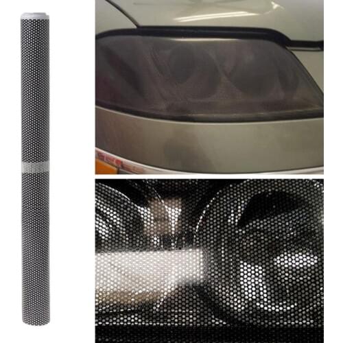 1 Roll 30x106cm Tinting Perforated Mesh Film Fly-Eye MOT Legal Tint Car Front Rear Headlight Light Bulb