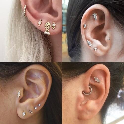 1pc Tragus Ear Cartilage Rings Helix Jewelry Labret Piercings 1.2*8*4mm Lip Studs Rook Lobe Piercing Body Jewelry Steel Earrings