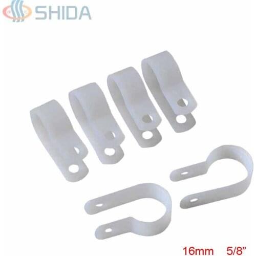 100pcs 16mm 5/8" White and Black Nylon Cable Clamp Car Audio Wire Clip Hose Mounts
