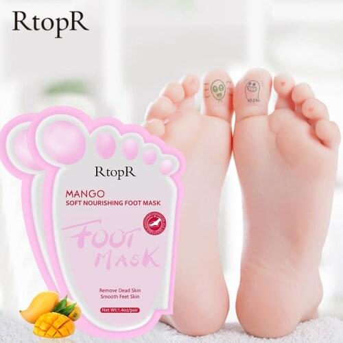 2Bag Mango Foot Mask Peel Dead Whitening Moisturizing Exfoliating Renewal Pedicure Remove Dead Skin Heel Socks Peeling Foot Care