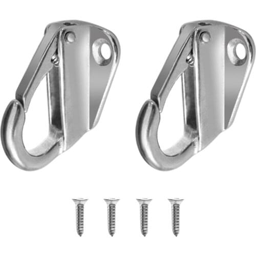 2 Pieces 43mm Fender Fending Hook with Spring Loaded Catch Stainless Steel Marine Grade