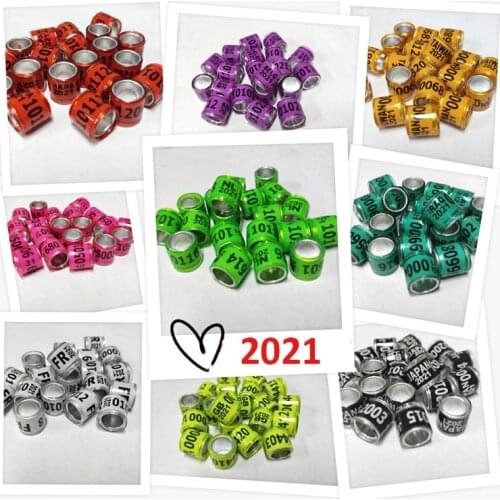 50 Pcs 2021 Multicolor Pigeon Foot Ring With Word Earrings Quality Durable Bird Ring Racing Pigeon Foot Ring Bird Tools