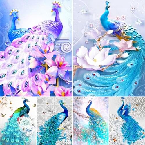 5D DIY Diamond Painting Love Peacock Cross Stitch Kit Full Drill Embroidery Mosaic Art Picture of Rhinestones Wall Decor Gift