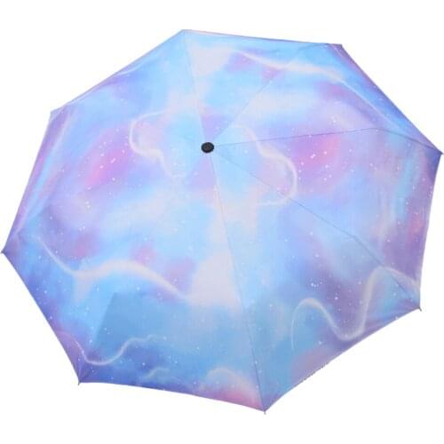 Starry Sky Automatic Umbrella Womens Color Creative Rain Folding Anti-UV Windproof Parasol Black Coating Umbrella