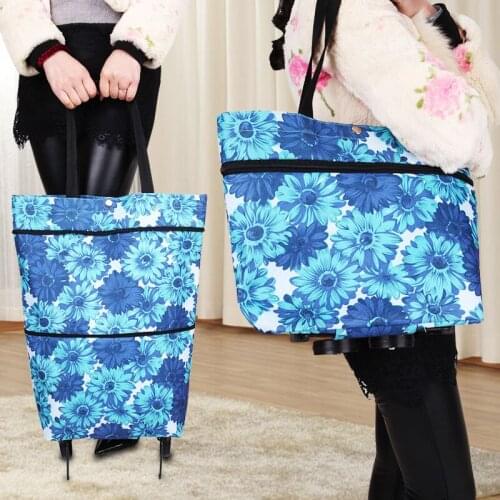 Grocery Shopping Cart Hand Bag Telescopic Dual-use Wheel Folding Tow Bag Portable Mobile Phone To Buy Food Bag Small Cart