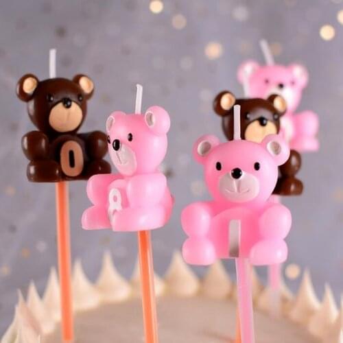 Bear Digital Candle 0-9 Number Smokeless birthday candles for baby show Boy Girl kids cake decorating baking tools