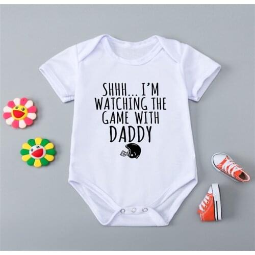 Newborn Summer Lovely Romper I'M WATCHING GAME Letters Print 0-24Months Kids Outfits Boys Girls Clothes Short Sleeve Outwear