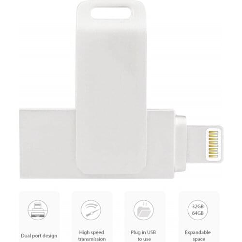 USB 3.0 OTG Flash Drive 16GB 32GB 64GB Lightning to Metal Pen Drive 128GB U Disk For iPhone iPad iPod Memory Stick 256GB