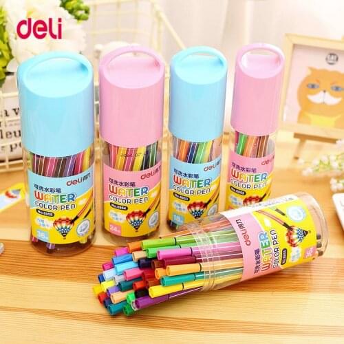 Deli stationery Washable Watercolor Pen 12/18/24/36 / Colors Colored pen for kids Drawing Painting Watercolor Art Marker Pens