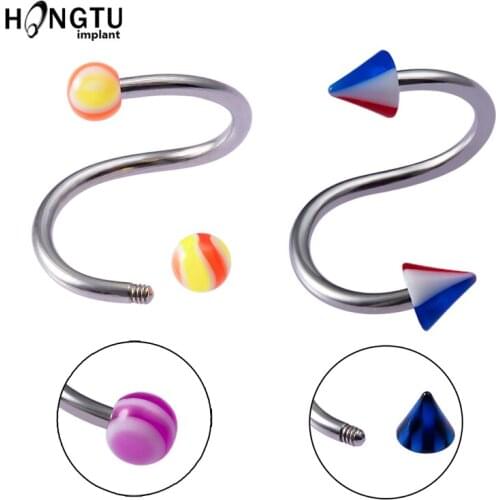 5PCS Acrylic Helix Bar Eyebrow Rings Cone &Ball Barbell Cartilage Tragus Sexy Studs Fashion Body Piercing Jewelry For Man Woman