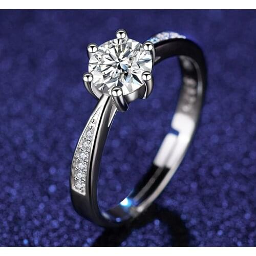 Jewelry rings retro Moissanite Ring Female Wedding 1ct 2ct Diamond Ring Personalized Pearl 925 Flower Heart Love rings for women