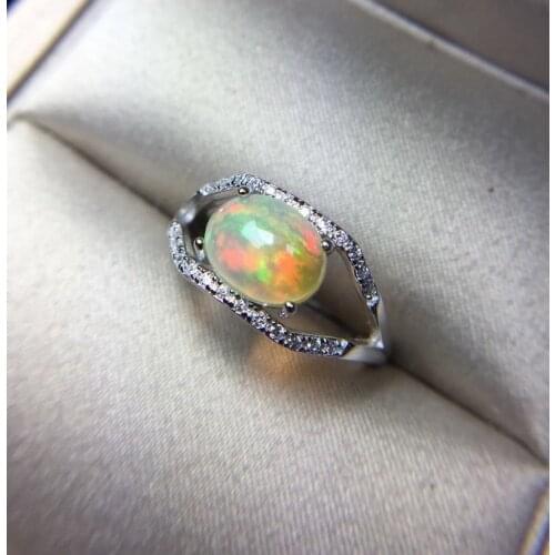 Natural Opal Gemstone Fashion Ring for Women Real 925 Sterling Silver Charm Fine Jewelry