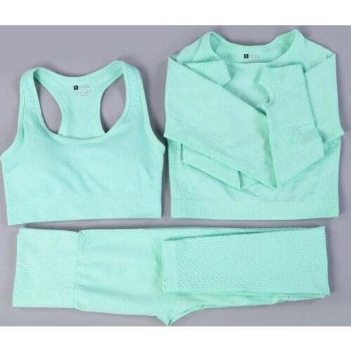 2/3pcs Women Sport Suit Yoga Set Gym Clothing Active Wear Outfit High Waisted leggings Squat Proof pants crop top workout Suits
