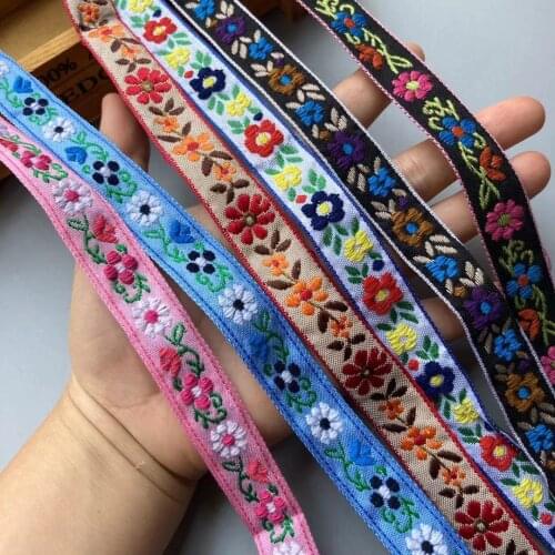 3 yards Lace Trim Ribbon 2 cm Flower Embroidery Webbing for Costumes Bags Headdress Home Textiles Trimmings DIY Crafts