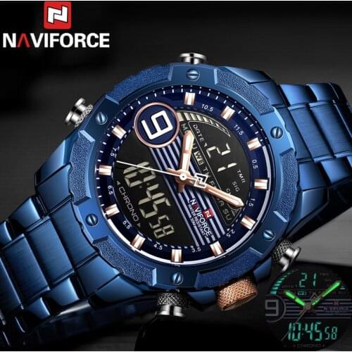 Mens Watches Top Brand NAVIFORCE Men Fashion Sport Watch Male Waterproof Quartz Digital Led Clock Mens Military Wristwatch 9146