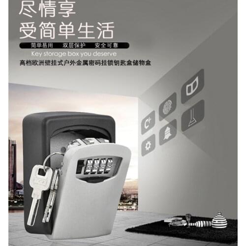 MOOL Key Lock Box Wall Mounted Aluminum alloy Key Safe Box Weatherproof 4 Digit Combination Key Storage Lock Box Indoor Outdoo