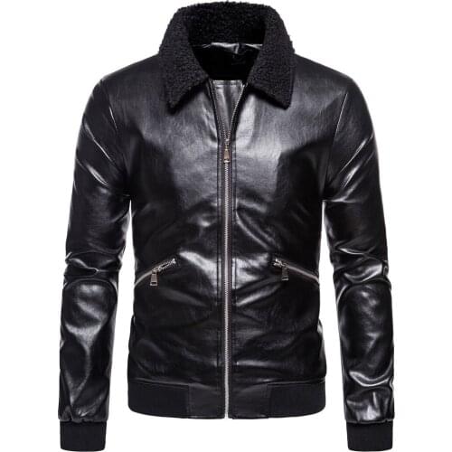 New Autumn Winter Plus-size Mens Leather Coatfashion Trend Fur Integrated Lapel Leather Jacket