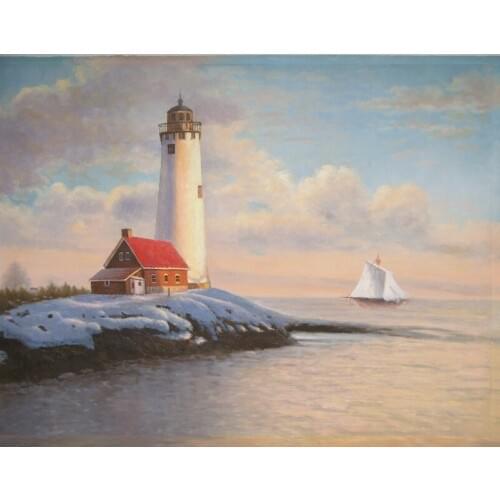 Wholesale Canvas printed impression art from hand painted oil painting The beach watchtower hotel decor supply free shipping