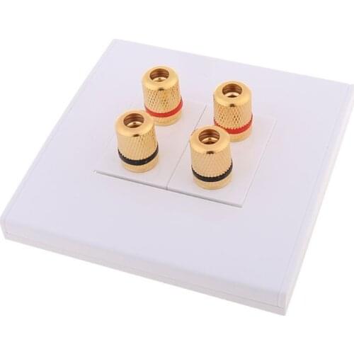 Panel Terminals 2 Speaker 4 Binding Post Banana Jack Connector Wall Socket Plate Surround Sound R2JA