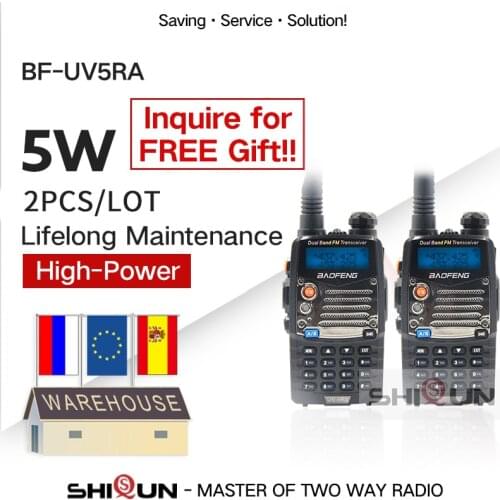 Quality 2PCS/Lot Baofeng 5W Walkie Talkie UV-5RA Portable Dual Band Ham Radio UV5RA UV 5RA for Hotel Commercial Security Use 5RA