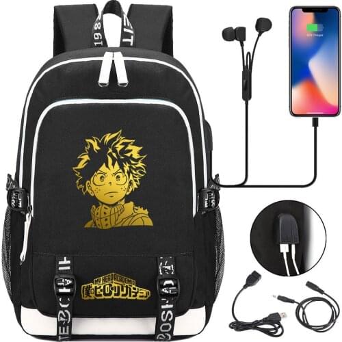 Hot My Hero Academia Backpack Teenager Boys Girls USB Charging Laptop Backpack Women Men Rucksack Kids Book Bag Mochila
