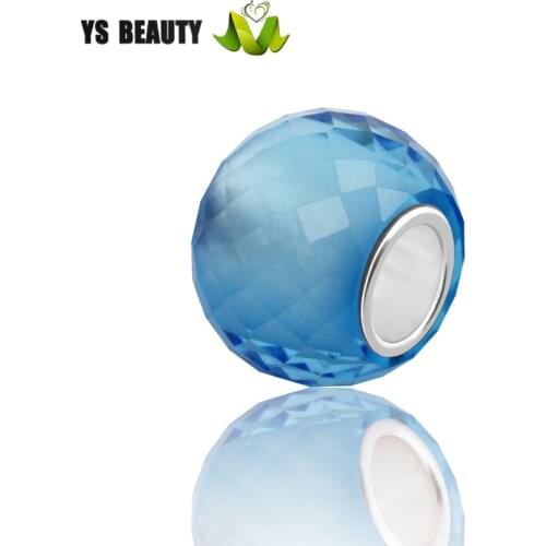 Crystal beads cut Angle face large hole beads sterling silver core beads European Amulet bracelet DIY jewelry lighting