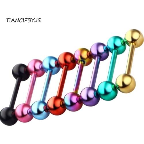 TIANCIFBYJS Wholesale Tongue Rings Bars Nipple Straight Barbells Ring Tragus Earring Surgical Steel Body Piercing Jewelry Women